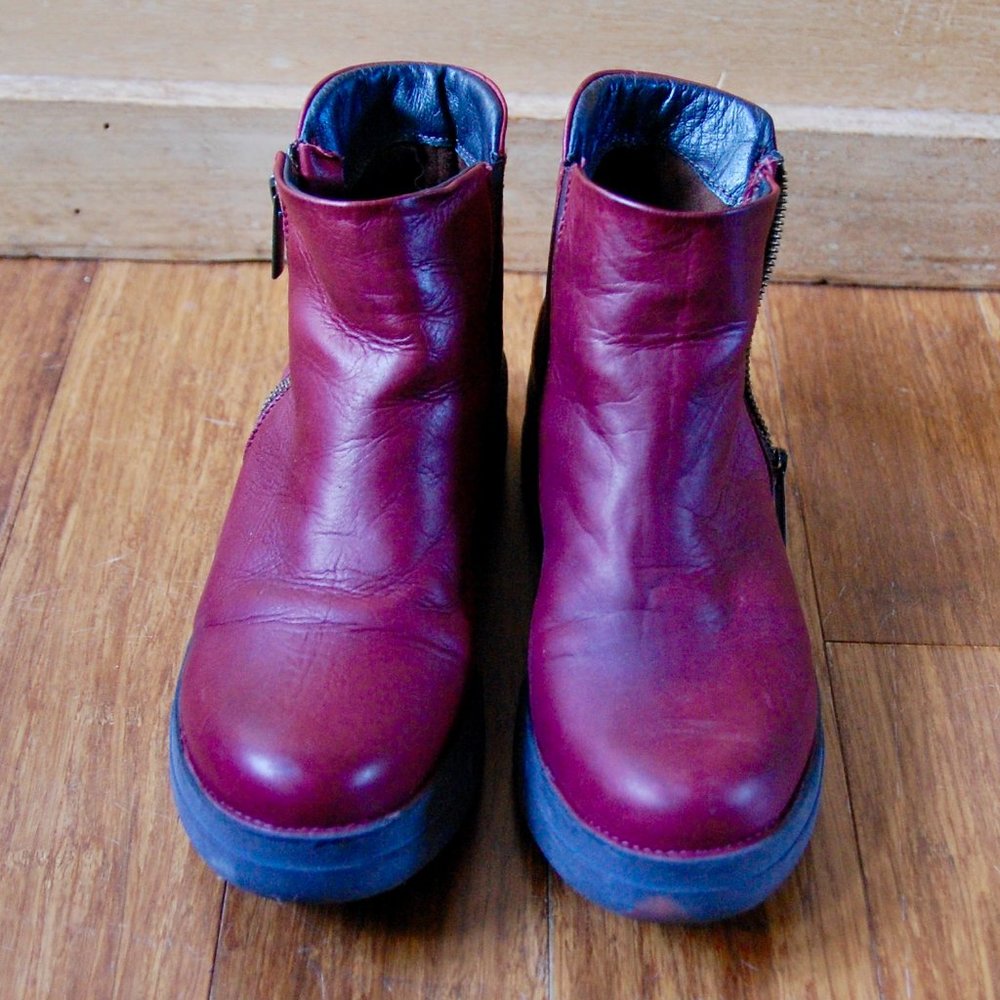 Miz Mooz Bordeaux Lass Boots Ankle 39 Women's Leather